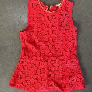 Intermix red lace floral blouse size L